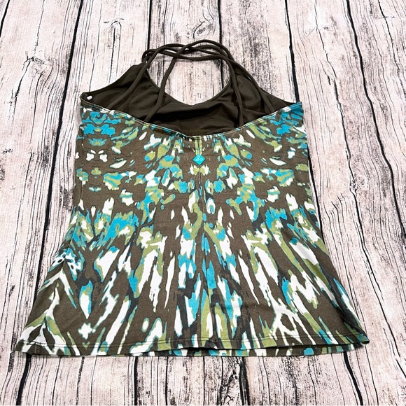 Prana Graphic Print shelf bra tank with strappy back size medium - Picture 4 of 8